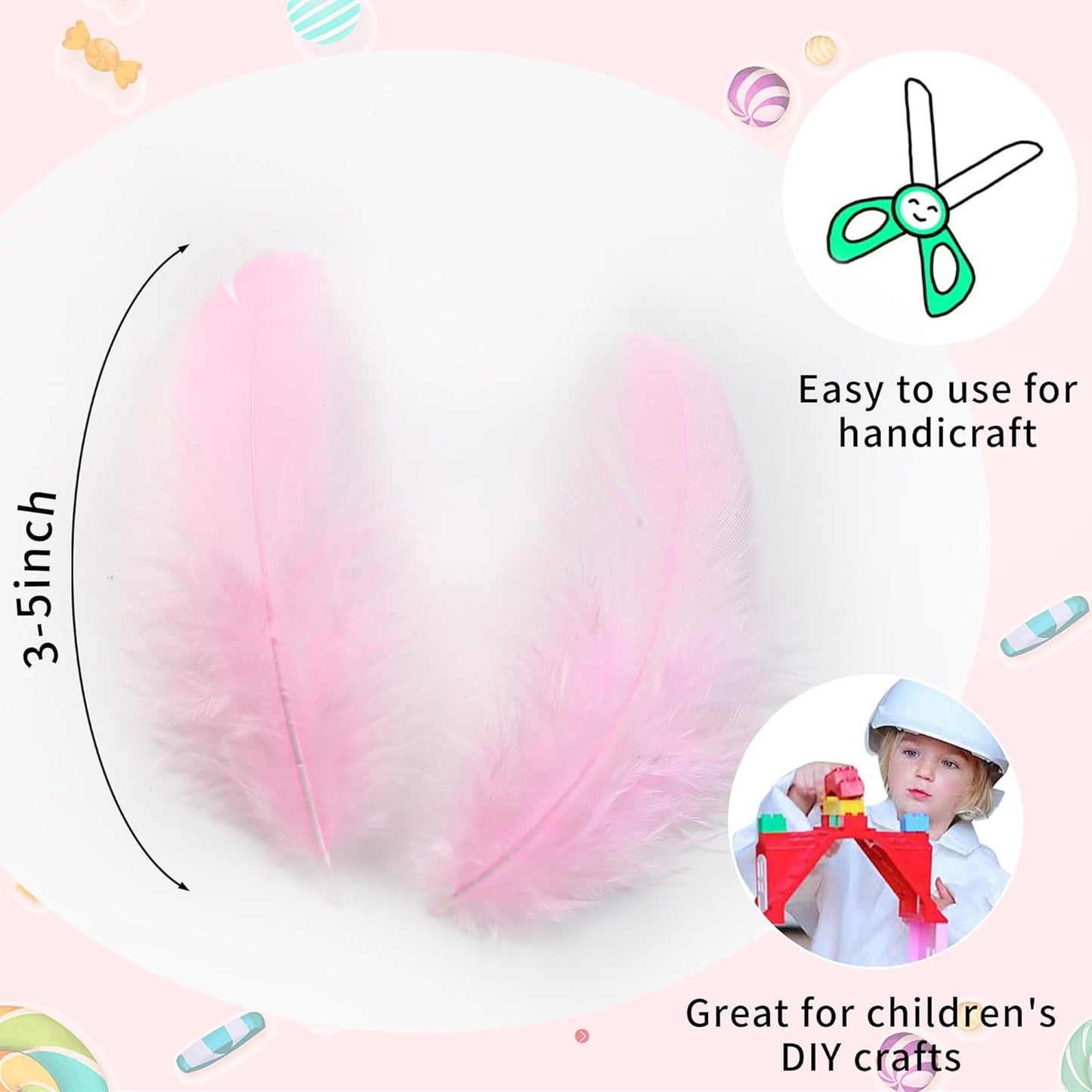 Yellow Craft Feathers Bulk for Crafting Supplies,300Pcs,3-5inch | Natural Rooster Feathers for DIY School Crafts,Dream Catcher,Halloween,Easter,Mardi Gras and Thanksgiving Home Party Decor