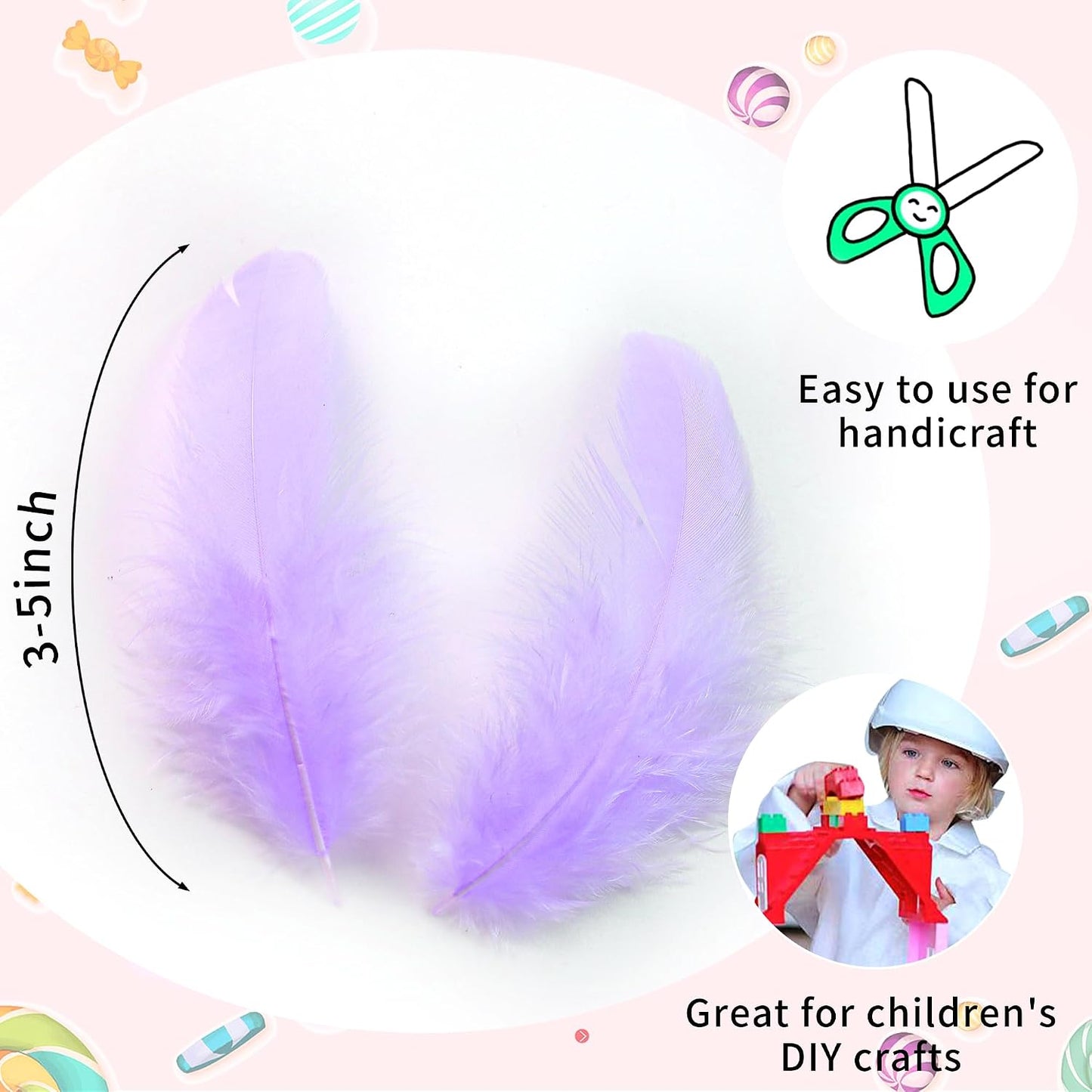 Yellow Craft Feathers Bulk for Crafting Supplies,300Pcs,3-5inch | Natural Rooster Feathers for DIY School Crafts,Dream Catcher,Halloween,Easter,Mardi Gras and Thanksgiving Home Party Decor