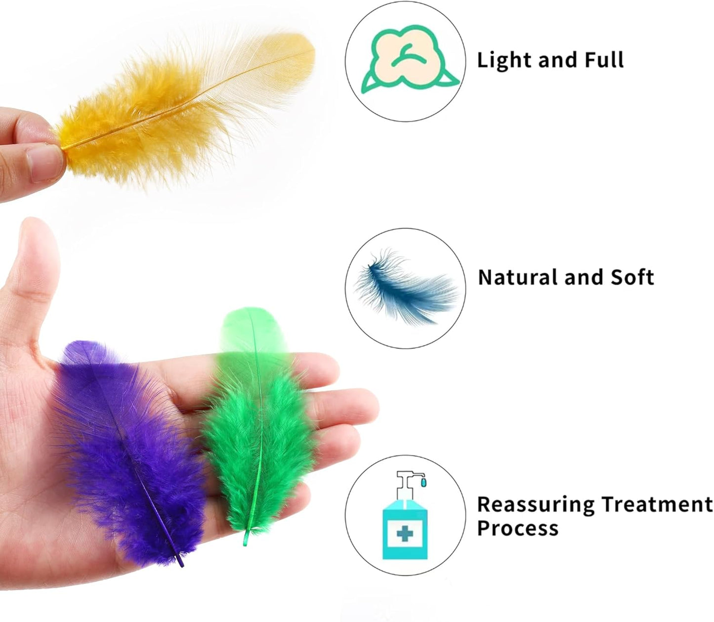 Yellow Craft Feathers Bulk for Crafting Supplies,300Pcs,3-5inch | Natural Rooster Feathers for DIY School Crafts,Dream Catcher,Halloween,Easter,Mardi Gras and Thanksgiving Home Party Decor