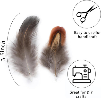 Yellow Craft Feathers Bulk for Crafting Supplies,300Pcs,3-5inch | Natural Rooster Feathers for DIY School Crafts,Dream Catcher,Halloween,Easter,Mardi Gras and Thanksgiving Home Party Decor