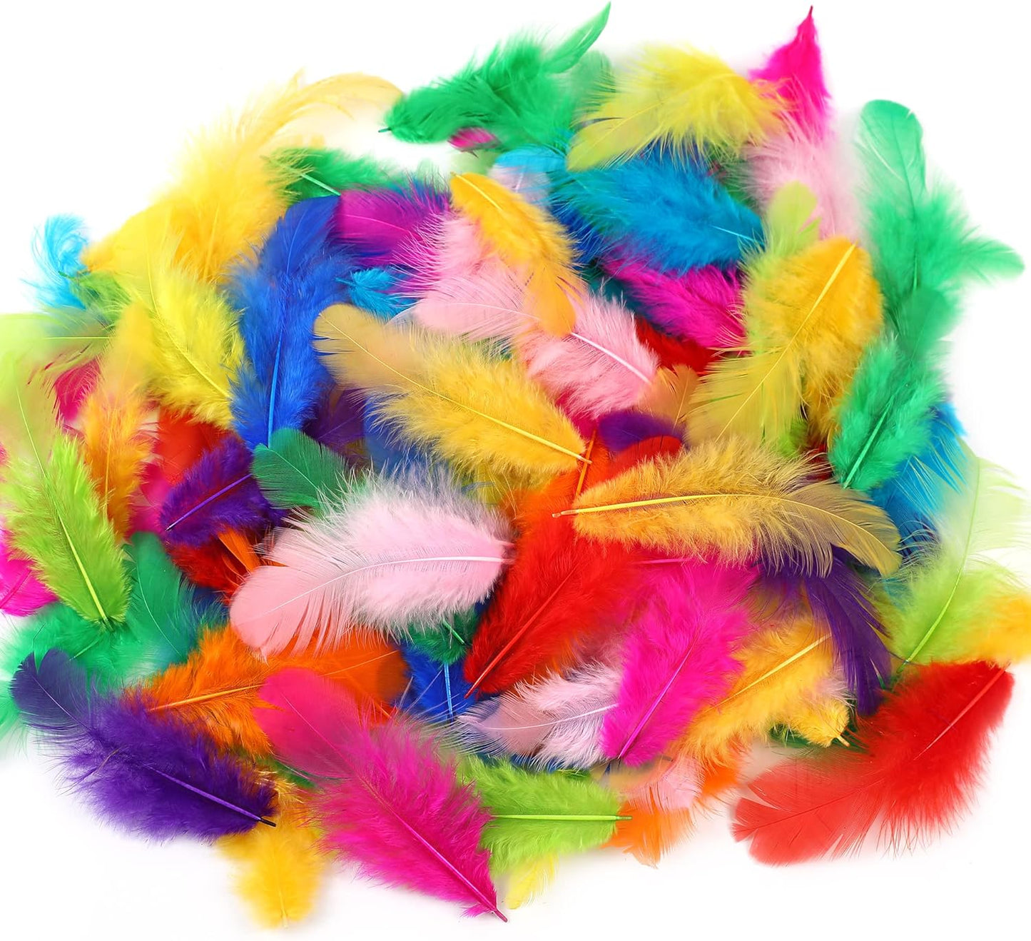 Yellow Craft Feathers Bulk for Crafting Supplies,300Pcs,3-5inch | Natural Rooster Feathers for DIY School Crafts,Dream Catcher,Halloween,Easter,Mardi Gras and Thanksgiving Home Party Decor