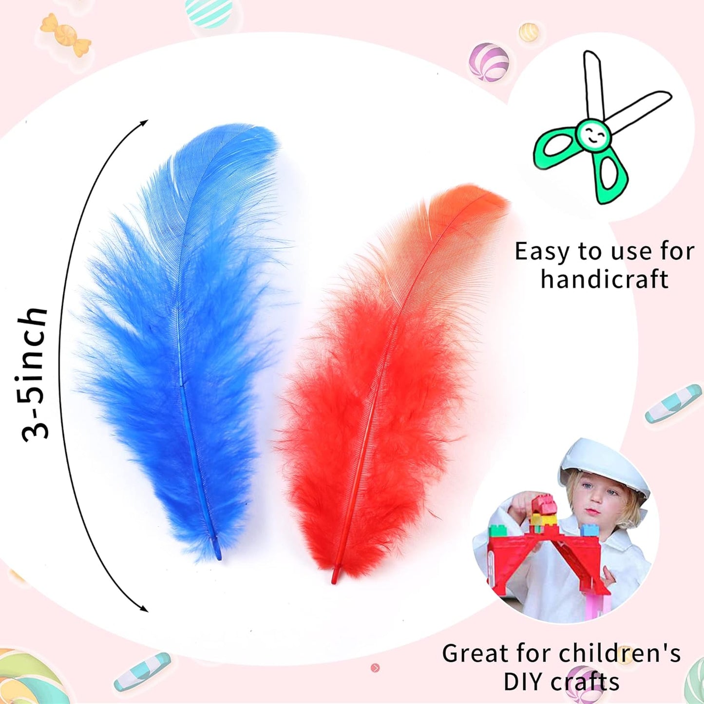 Yellow Craft Feathers Bulk for Crafting Supplies,300Pcs,3-5inch | Natural Rooster Feathers for DIY School Crafts,Dream Catcher,Halloween,Easter,Mardi Gras and Thanksgiving Home Party Decor
