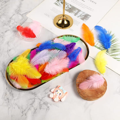Yellow Craft Feathers Bulk for Crafting Supplies,300Pcs,3-5inch | Natural Rooster Feathers for DIY School Crafts,Dream Catcher,Halloween,Easter,Mardi Gras and Thanksgiving Home Party Decor