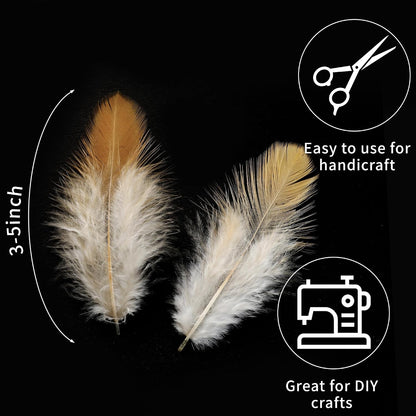 Yellow Craft Feathers Bulk for Crafting Supplies,300Pcs,3-5inch | Natural Rooster Feathers for DIY School Crafts,Dream Catcher,Halloween,Easter,Mardi Gras and Thanksgiving Home Party Decor