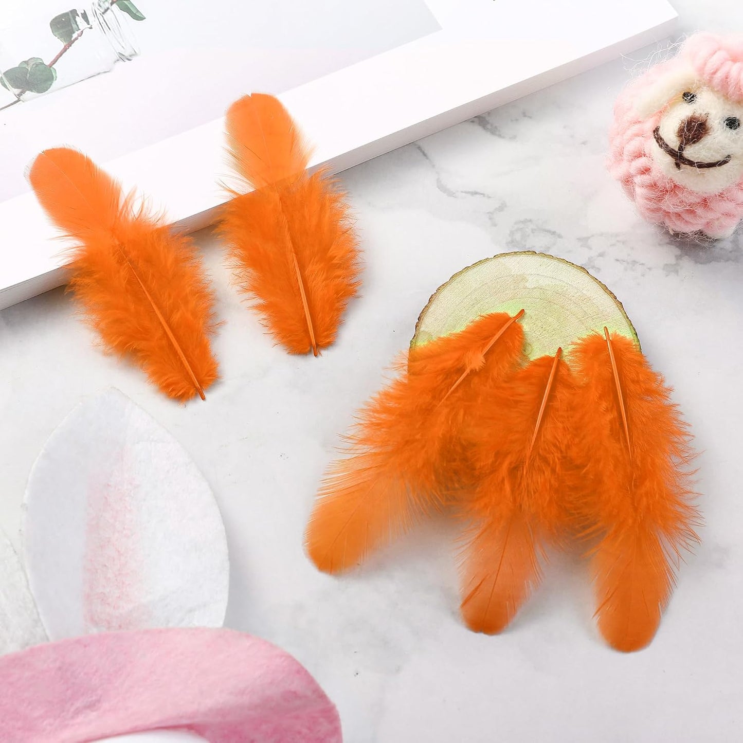Yellow Craft Feathers Bulk for Crafting Supplies,300Pcs,3-5inch | Natural Rooster Feathers for DIY School Crafts,Dream Catcher,Halloween,Easter,Mardi Gras and Thanksgiving Home Party Decor