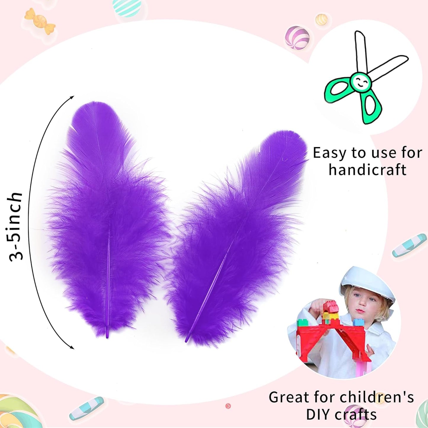 Yellow Craft Feathers Bulk for Crafting Supplies,300Pcs,3-5inch | Natural Rooster Feathers for DIY School Crafts,Dream Catcher,Halloween,Easter,Mardi Gras and Thanksgiving Home Party Decor