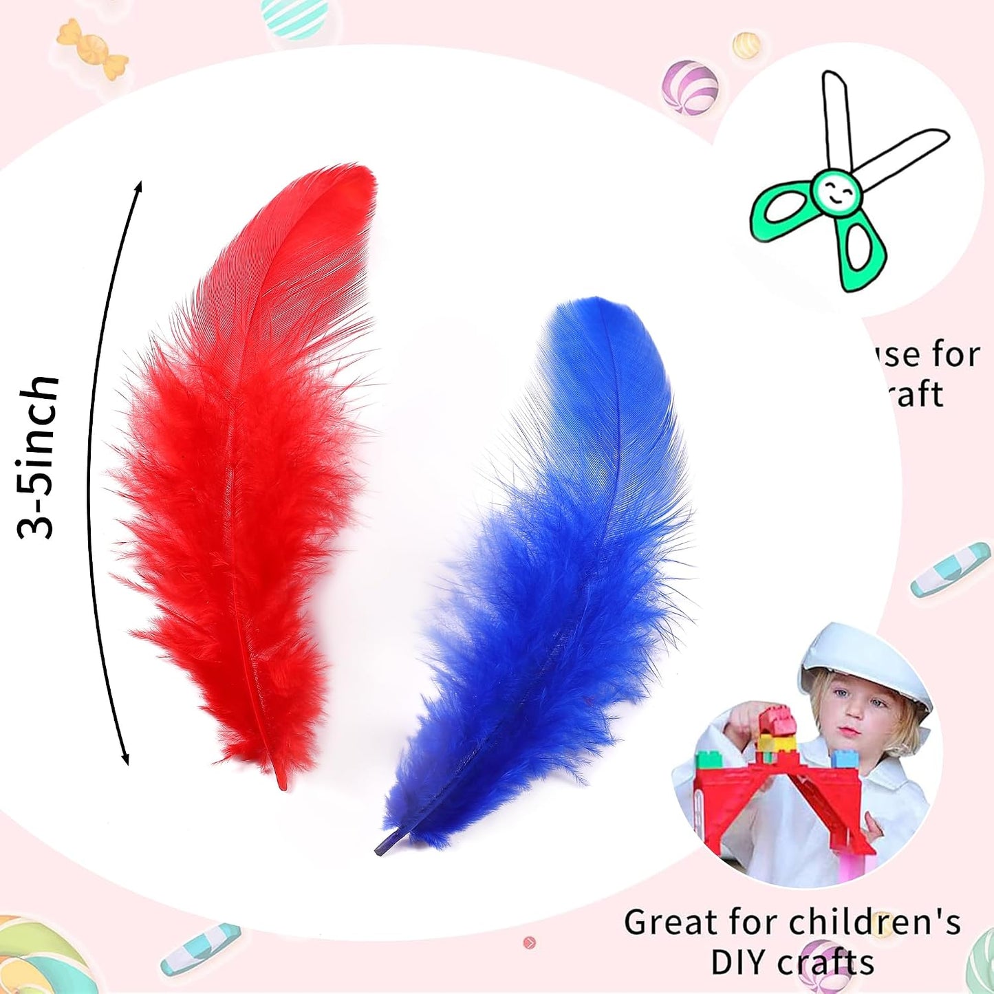 Yellow Craft Feathers Bulk for Crafting Supplies,300Pcs,3-5inch | Natural Rooster Feathers for DIY School Crafts,Dream Catcher,Halloween,Easter,Mardi Gras and Thanksgiving Home Party Decor