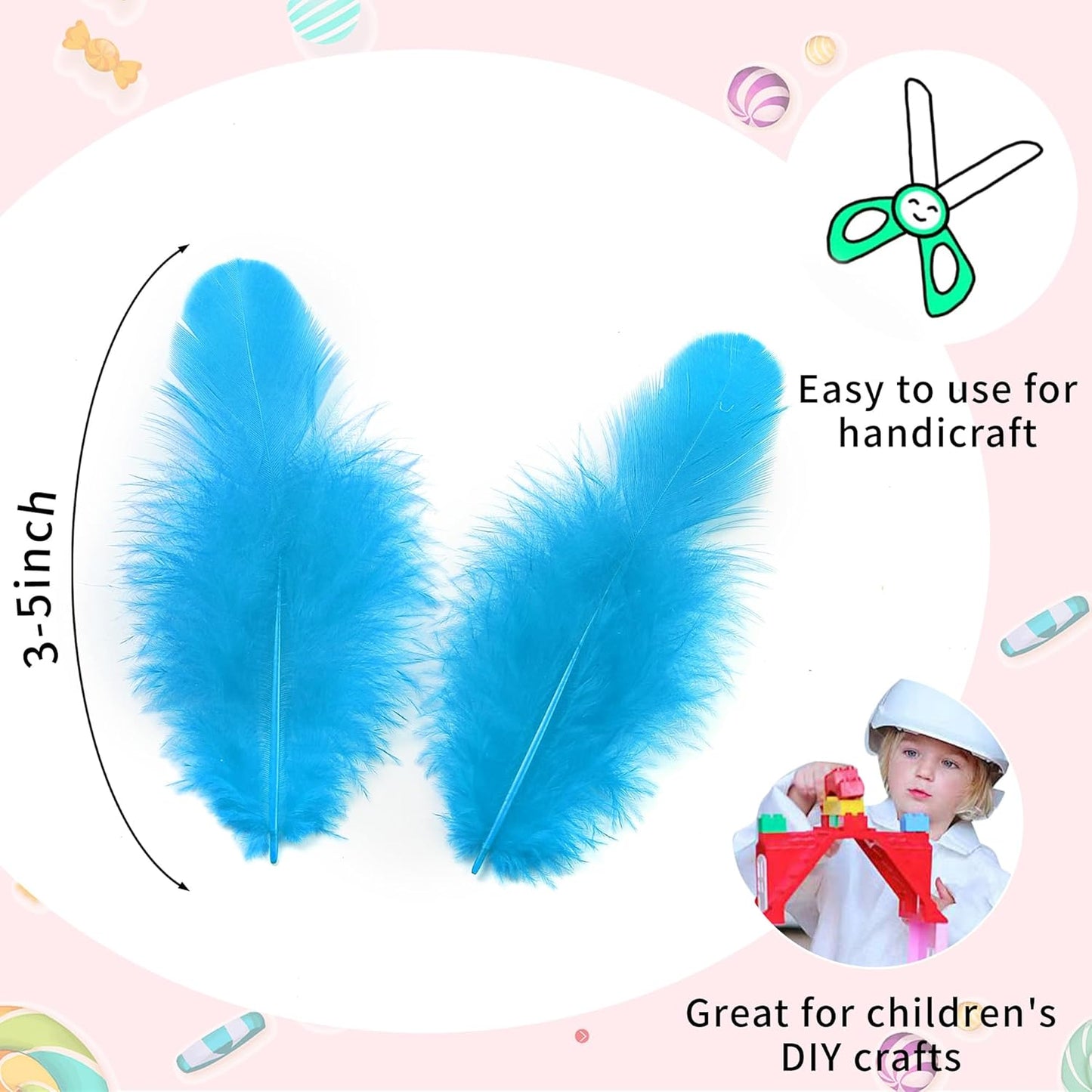 Yellow Craft Feathers Bulk for Crafting Supplies,300Pcs,3-5inch | Natural Rooster Feathers for DIY School Crafts,Dream Catcher,Halloween,Easter,Mardi Gras and Thanksgiving Home Party Decor