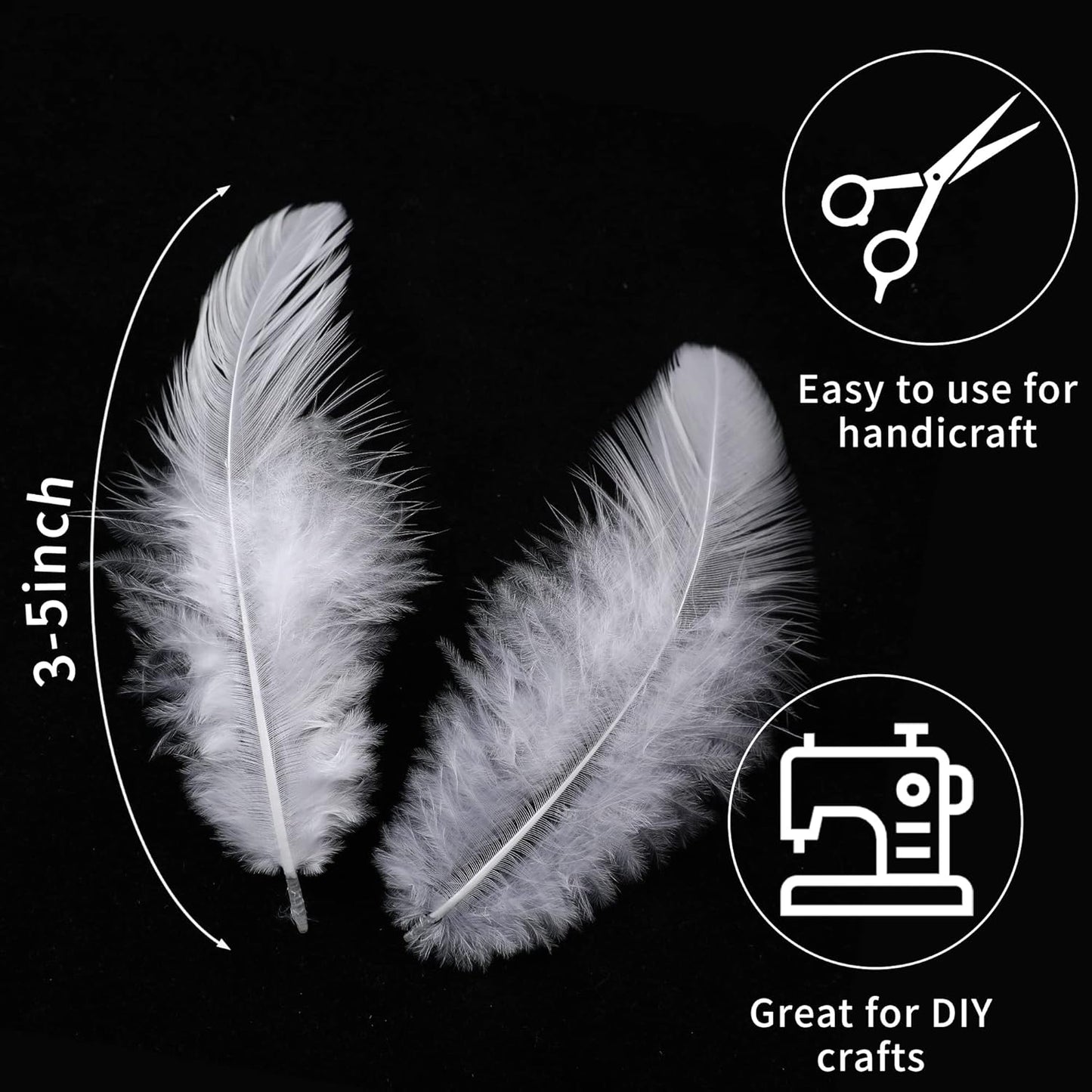 Yellow Craft Feathers Bulk for Crafting Supplies,300Pcs,3-5inch | Natural Rooster Feathers for DIY School Crafts,Dream Catcher,Halloween,Easter,Mardi Gras and Thanksgiving Home Party Decor