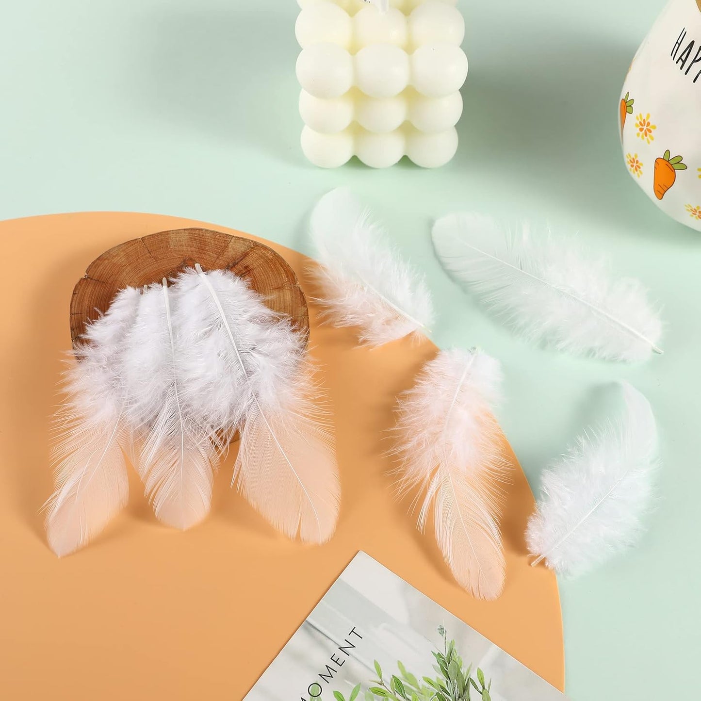 Yellow Craft Feathers Bulk for Crafting Supplies,300Pcs,3-5inch | Natural Rooster Feathers for DIY School Crafts,Dream Catcher,Halloween,Easter,Mardi Gras and Thanksgiving Home Party Decor