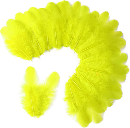 Yellow Craft Feathers Bulk for Crafting Supplies,300Pcs,3-5inch | Natural Rooster Feathers for DIY School Crafts,Dream Catcher,Halloween,Easter,Mardi Gras and Thanksgiving Home Party Decor