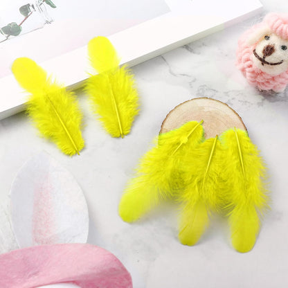 Yellow Craft Feathers Bulk for Crafting Supplies,300Pcs,3-5inch | Natural Rooster Feathers for DIY School Crafts,Dream Catcher,Halloween,Easter,Mardi Gras and Thanksgiving Home Party Decor