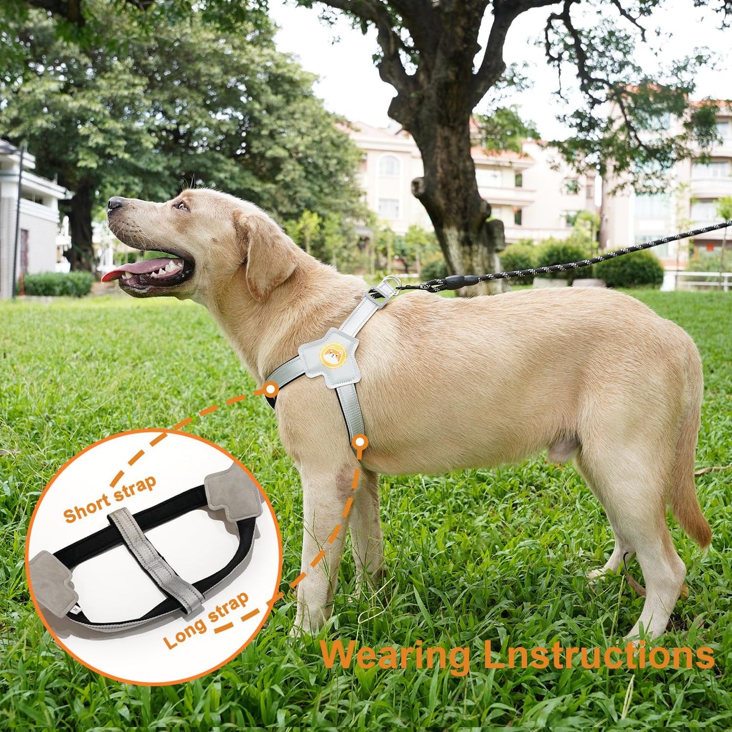 Anti-Pull Dog Harness with Breathable Mesh Padding, Reflective Strips, Anti-Escape Design, Quick Adjustable Fit for Training & Walking Small, Medium, and Large Dogs (Yellow, L)