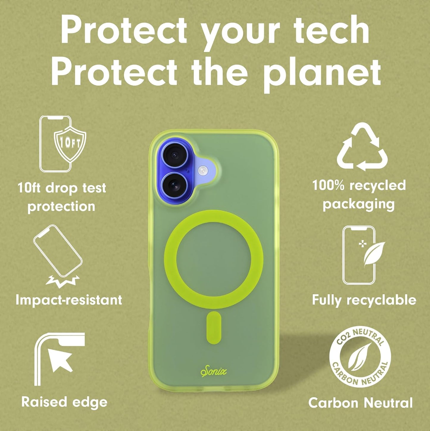 Phone Case for iPhone 16 Pro Max | Compatible with MagSafe | 10ft Drop Tested | Lemon Gingham - Colors C