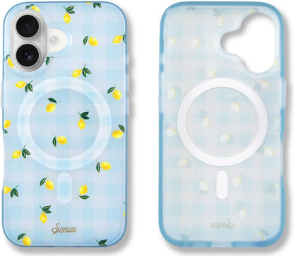 Phone Case for iPhone 16 Pro Max | Compatible with MagSafe | 10ft Drop Tested | Lemon Gingham - Colors C