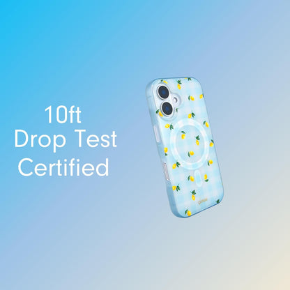 Phone Case for iPhone 16 Pro Max | Compatible with MagSafe | 10ft Drop Tested | Lemon Gingham - Colors C