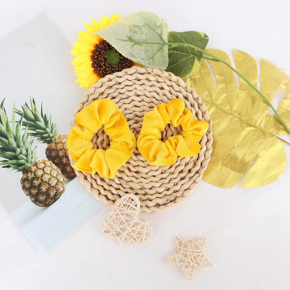 2 Pcs Yellow Velvet Hair Scrunchies for Women Girls Thick Hair Ties Fashion Hair Bands Ponytail Holders Yellow Hair Accessories for Women Girls