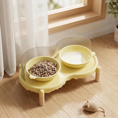 Cat Bowl Stand Pet Food Platform Elevated Holder Protect Neck Raised Pet Feeding Table Cat Dispenser Raised Stand for Bowls, Yellow