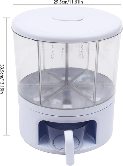 24lbs Rice and Grain Storage Container, 360° Rotating Food Dispenser Measuring Cylinder with Lid Moisture Resistant Household, Airtight Storage of Black Rice, Yellow Rice and Other Small Beans