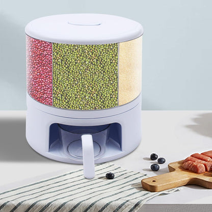 24lbs Rice and Grain Storage Container, 360° Rotating Food Dispenser Measuring Cylinder with Lid Moisture Resistant Household, Airtight Storage of Black Rice, Yellow Rice and Other Small Beans