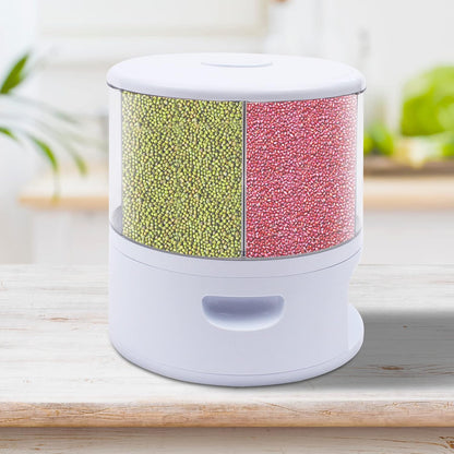 24lbs Rice and Grain Storage Container, 360° Rotating Food Dispenser Measuring Cylinder with Lid Moisture Resistant Household, Airtight Storage of Black Rice, Yellow Rice and Other Small Beans