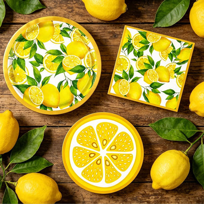 Capri Lemon Plates and Napkins Lemon Themed Mediterranean Party Decorations Summer Italian Plates Tableware Party Supplies