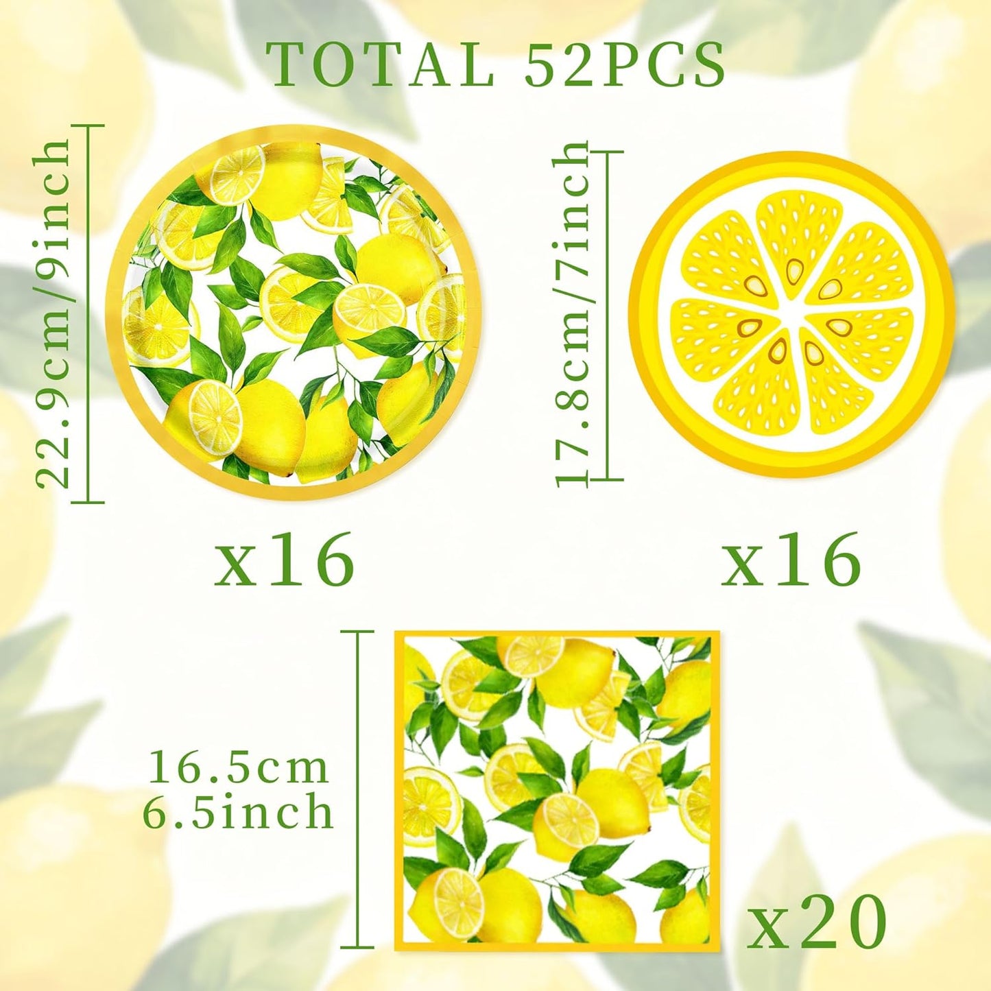 Capri Lemon Plates and Napkins Lemon Themed Mediterranean Party Decorations Summer Italian Plates Tableware Party Supplies