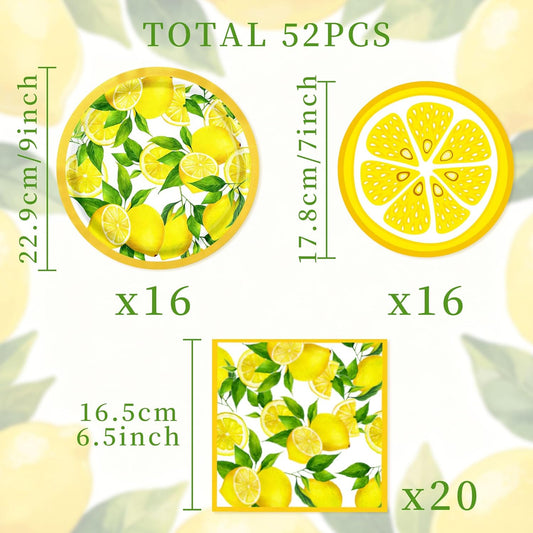 Capri Lemon Plates and Napkins Lemon Themed Mediterranean Party Decorations Summer Italian Plates Tableware Party Supplies