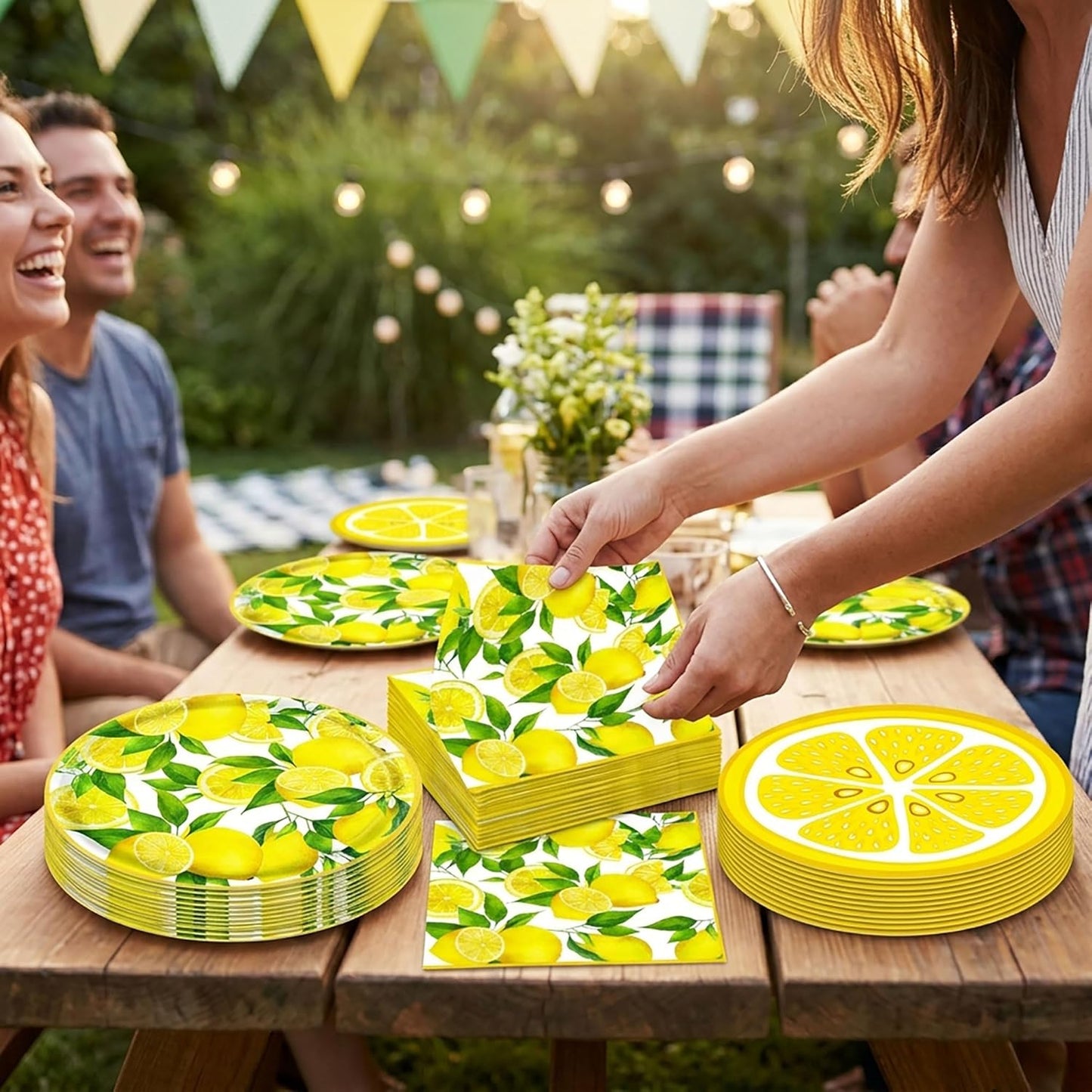 Capri Lemon Plates and Napkins Lemon Themed Mediterranean Party Decorations Summer Italian Plates Tableware Party Supplies