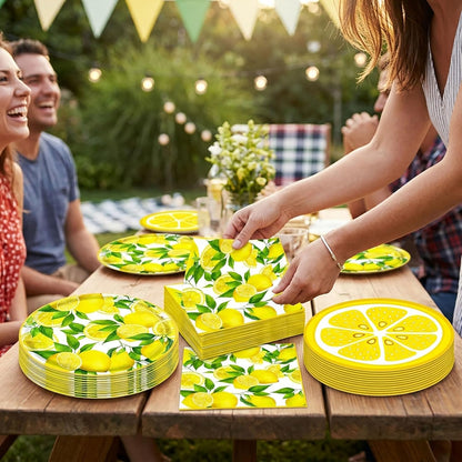 Capri Lemon Plates and Napkins Lemon Themed Mediterranean Party Decorations Summer Italian Plates Tableware Party Supplies