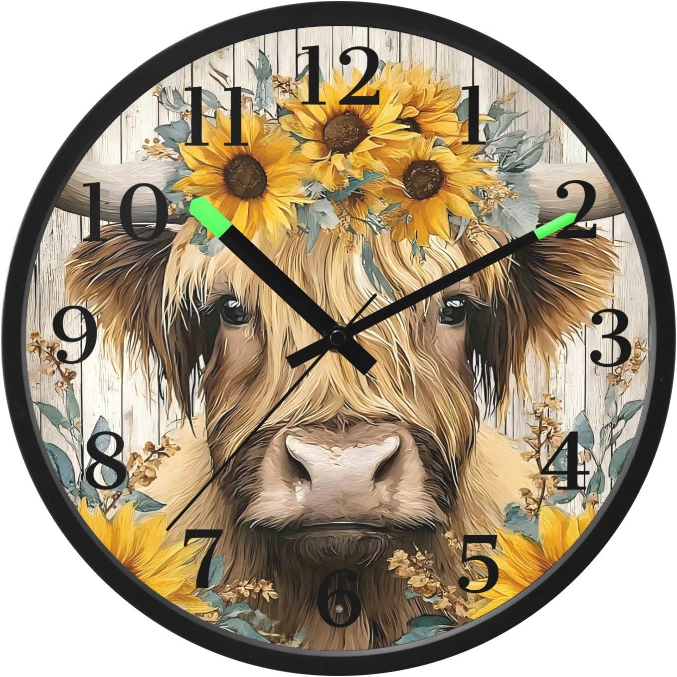 Lemon Yellow Night Light Wall Clock Light Up Luminous Non-Ticking Silent Battery Operated Clocks 12 Inch for Kitchen Home