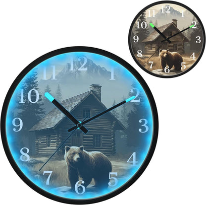 Lemon Yellow Night Light Wall Clock Light Up Luminous Non-Ticking Silent Battery Operated Clocks 12 Inch for Kitchen Home