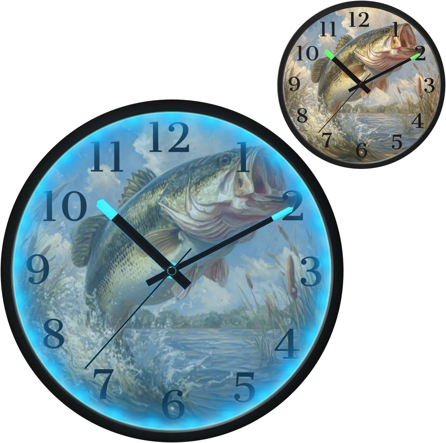 Lemon Yellow Night Light Wall Clock Light Up Luminous Non-Ticking Silent Battery Operated Clocks 12 Inch for Kitchen Home