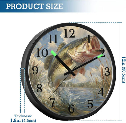 Lemon Yellow Night Light Wall Clock Light Up Luminous Non-Ticking Silent Battery Operated Clocks 12 Inch for Kitchen Home