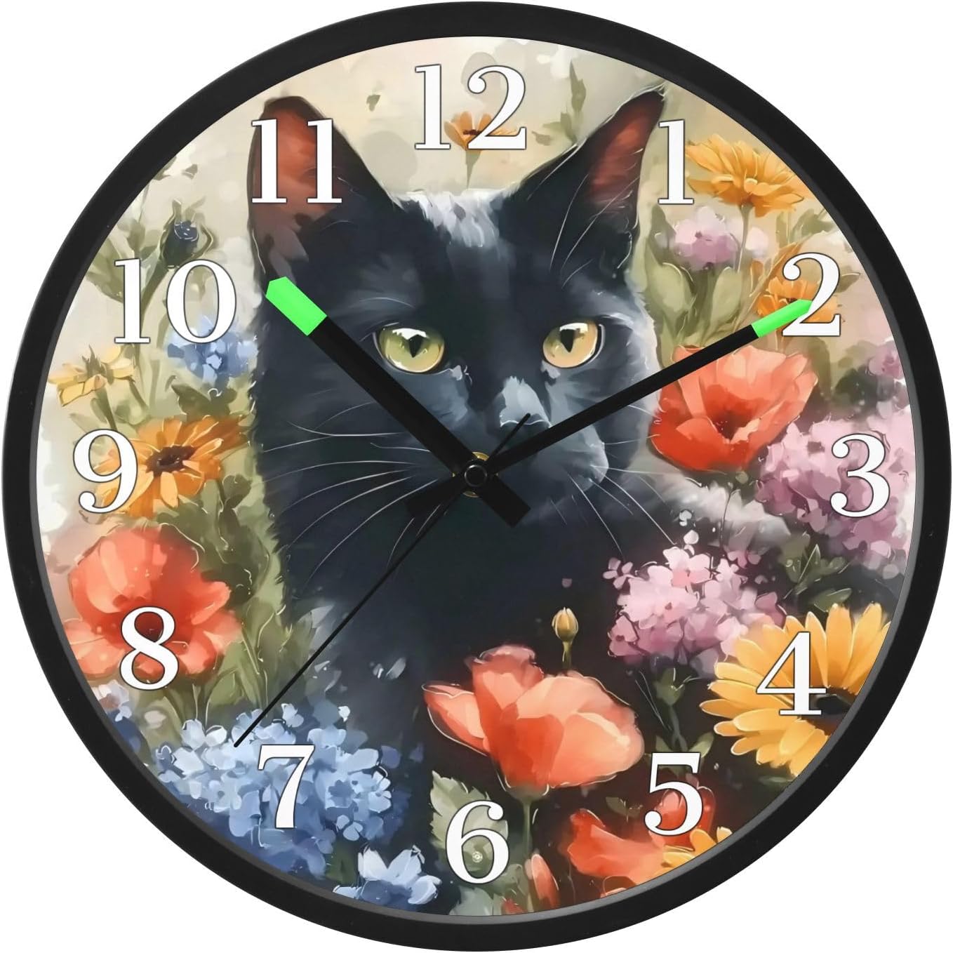 Lemon Yellow Night Light Wall Clock Light Up Luminous Non-Ticking Silent Battery Operated Clocks 12 Inch for Kitchen Home