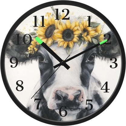 Lemon Yellow Night Light Wall Clock Light Up Luminous Non-Ticking Silent Battery Operated Clocks 12 Inch for Kitchen Home