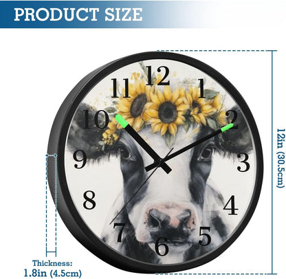 Lemon Yellow Night Light Wall Clock Light Up Luminous Non-Ticking Silent Battery Operated Clocks 12 Inch for Kitchen Home