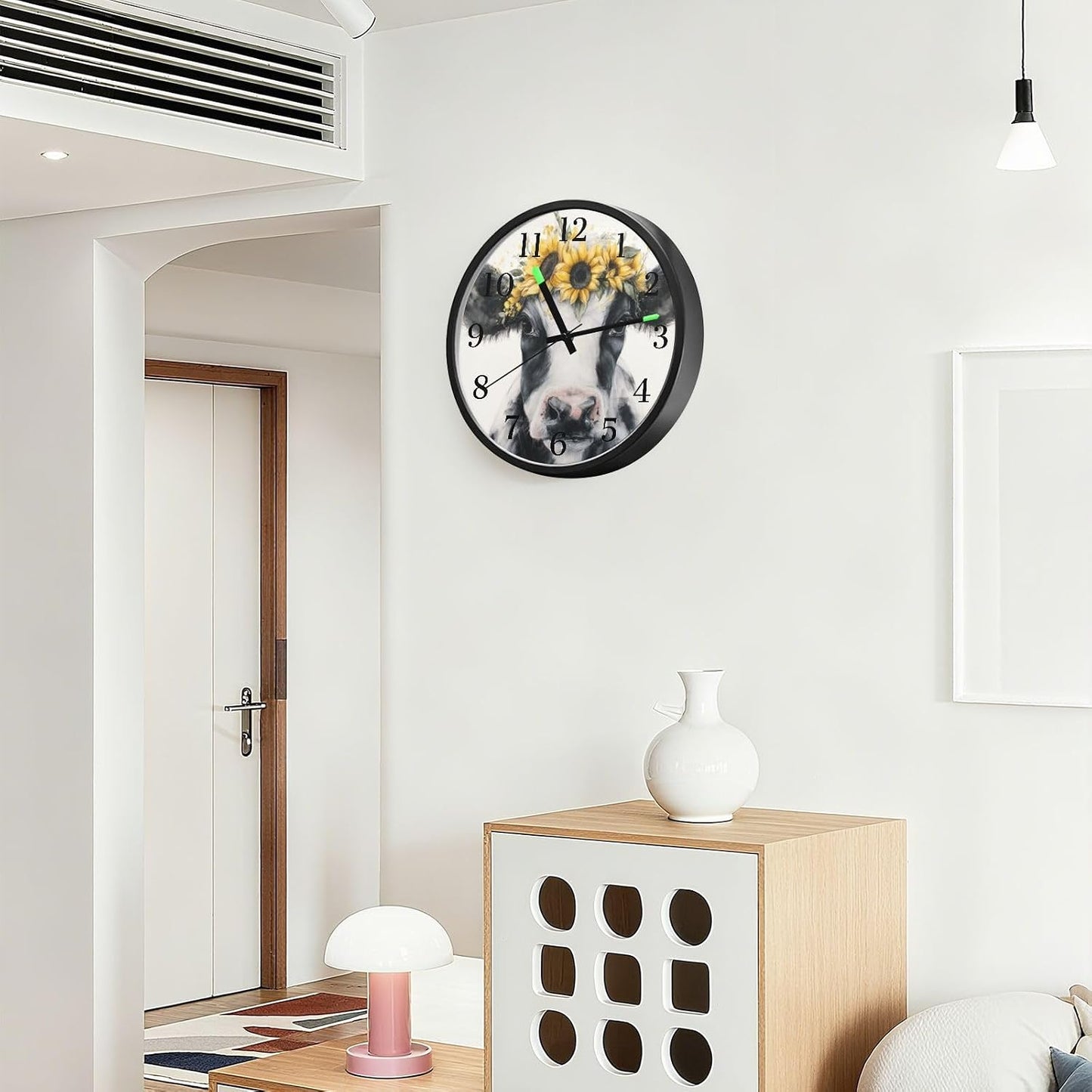 Lemon Yellow Night Light Wall Clock Light Up Luminous Non-Ticking Silent Battery Operated Clocks 12 Inch for Kitchen Home