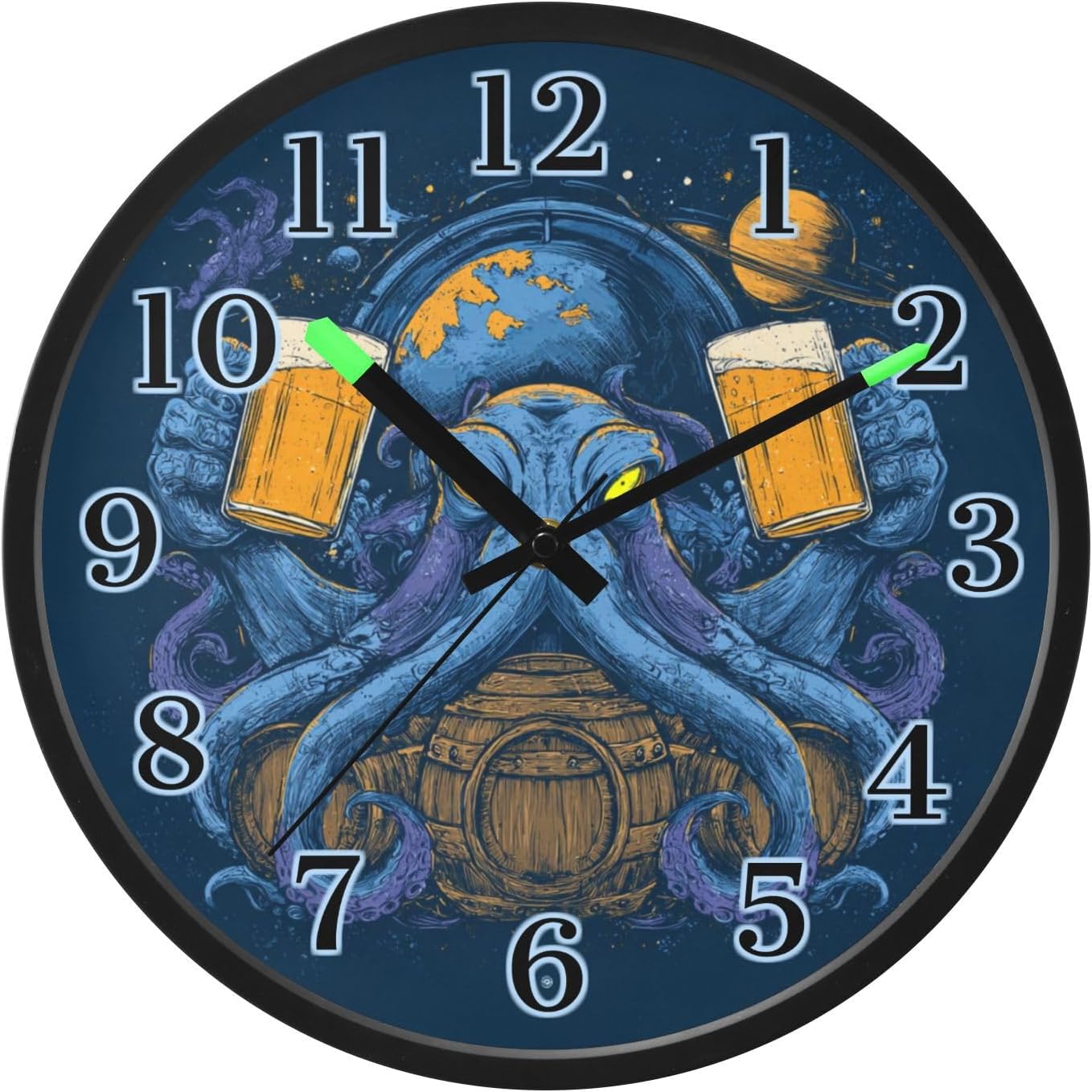 Lemon Yellow Night Light Wall Clock Light Up Luminous Non-Ticking Silent Battery Operated Clocks 12 Inch for Kitchen Home