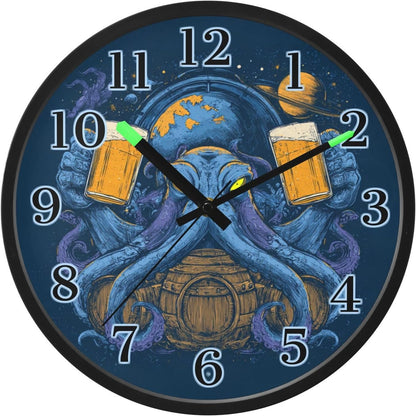 Lemon Yellow Night Light Wall Clock Light Up Luminous Non-Ticking Silent Battery Operated Clocks 12 Inch for Kitchen Home