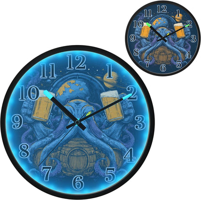 Lemon Yellow Night Light Wall Clock Light Up Luminous Non-Ticking Silent Battery Operated Clocks 12 Inch for Kitchen Home