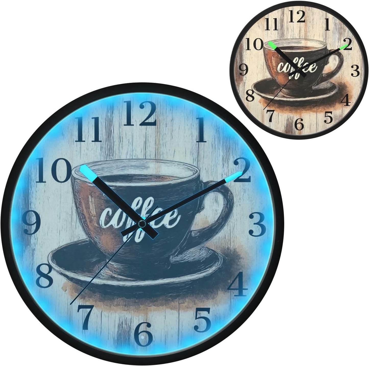 Lemon Yellow Night Light Wall Clock Light Up Luminous Non-Ticking Silent Battery Operated Clocks 12 Inch for Kitchen Home