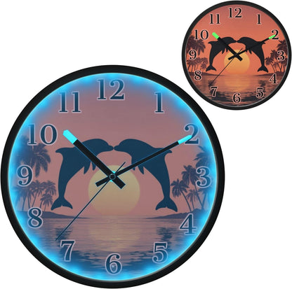 Lemon Yellow Night Light Wall Clock Light Up Luminous Non-Ticking Silent Battery Operated Clocks 12 Inch for Kitchen Home