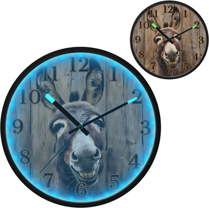 Lemon Yellow Night Light Wall Clock Light Up Luminous Non-Ticking Silent Battery Operated Clocks 12 Inch for Kitchen Home