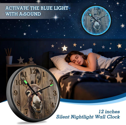 Lemon Yellow Night Light Wall Clock Light Up Luminous Non-Ticking Silent Battery Operated Clocks 12 Inch for Kitchen Home
