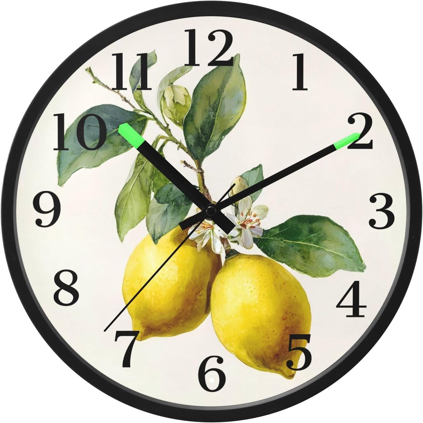 Lemon Yellow Night Light Wall Clock Light Up Luminous Non-Ticking Silent Battery Operated Clocks 12 Inch for Kitchen Home