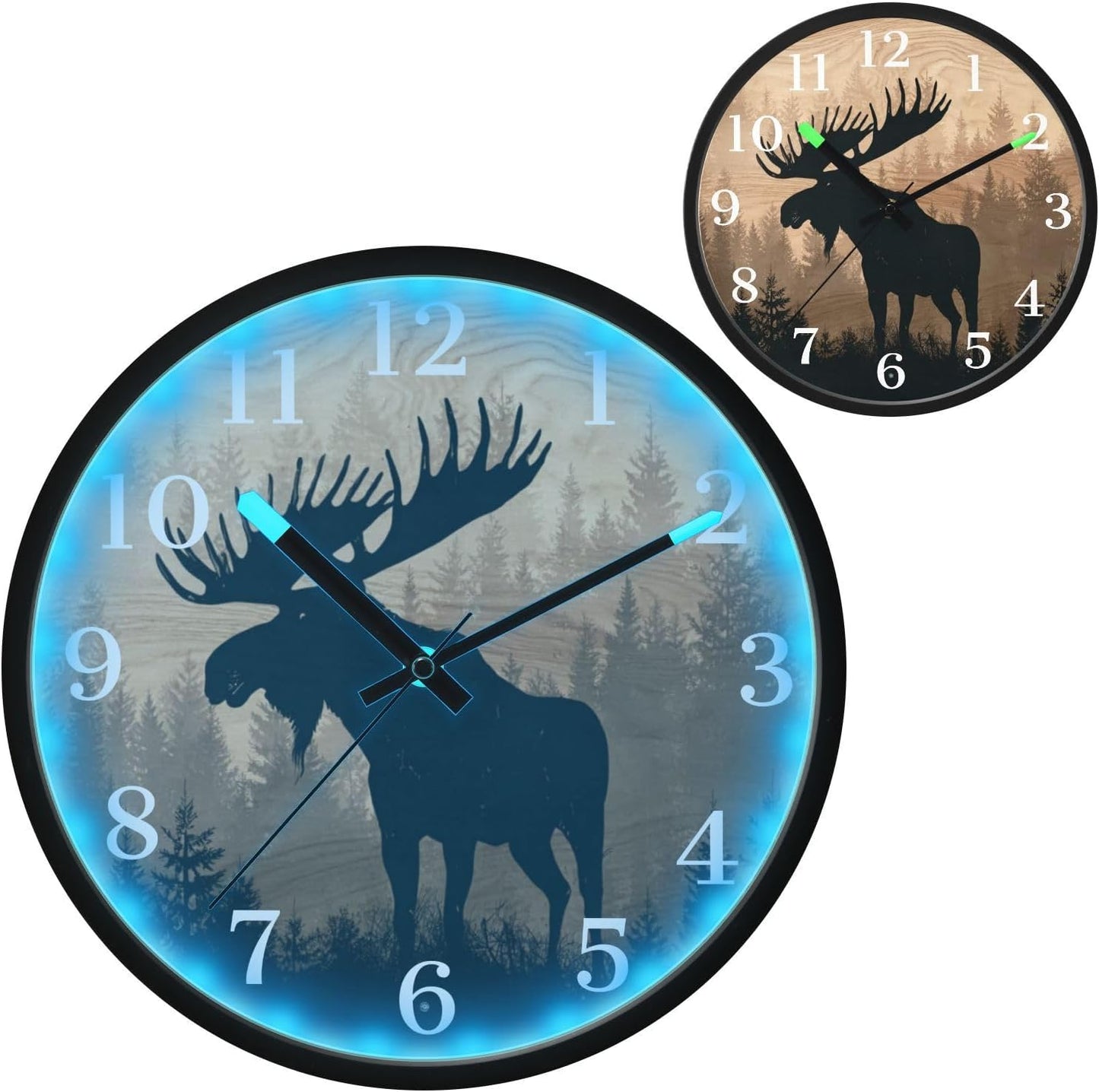 Lemon Yellow Night Light Wall Clock Light Up Luminous Non-Ticking Silent Battery Operated Clocks 12 Inch for Kitchen Home