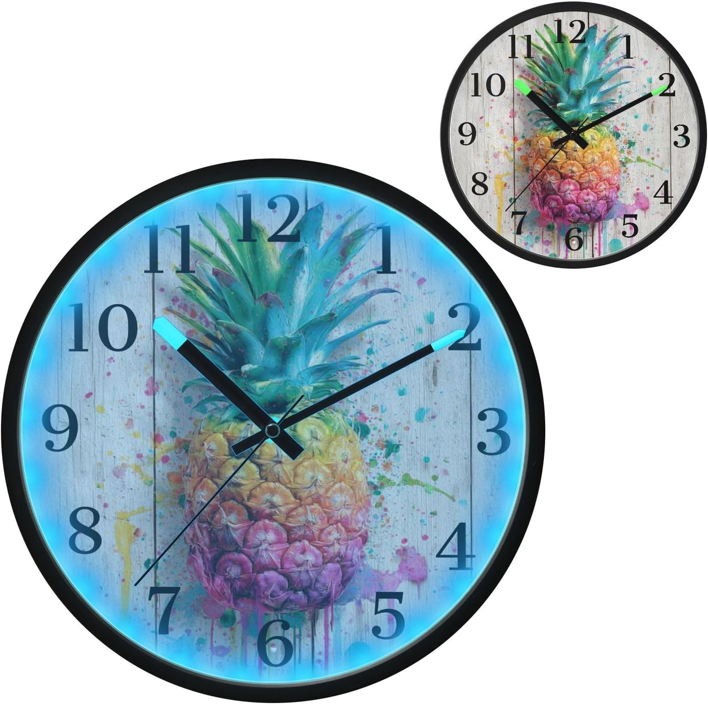 Lemon Yellow Night Light Wall Clock Light Up Luminous Non-Ticking Silent Battery Operated Clocks 12 Inch for Kitchen Home