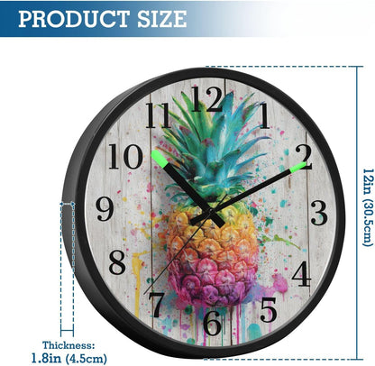 Lemon Yellow Night Light Wall Clock Light Up Luminous Non-Ticking Silent Battery Operated Clocks 12 Inch for Kitchen Home