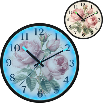 Lemon Yellow Night Light Wall Clock Light Up Luminous Non-Ticking Silent Battery Operated Clocks 12 Inch for Kitchen Home